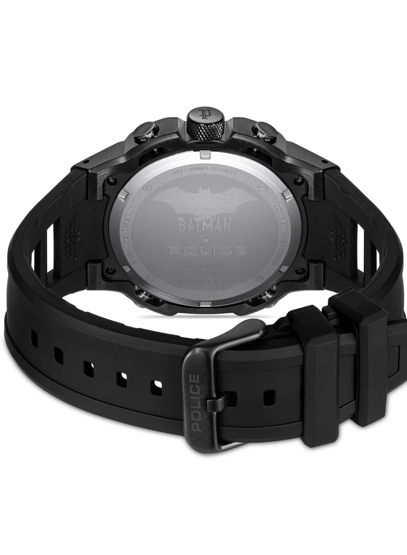 POLICE Black Carbon Men's Crusader Black Carbon Dial Silicone Strap Multifunction Watch Set for Men, 46mm for Men | Best Price UAE